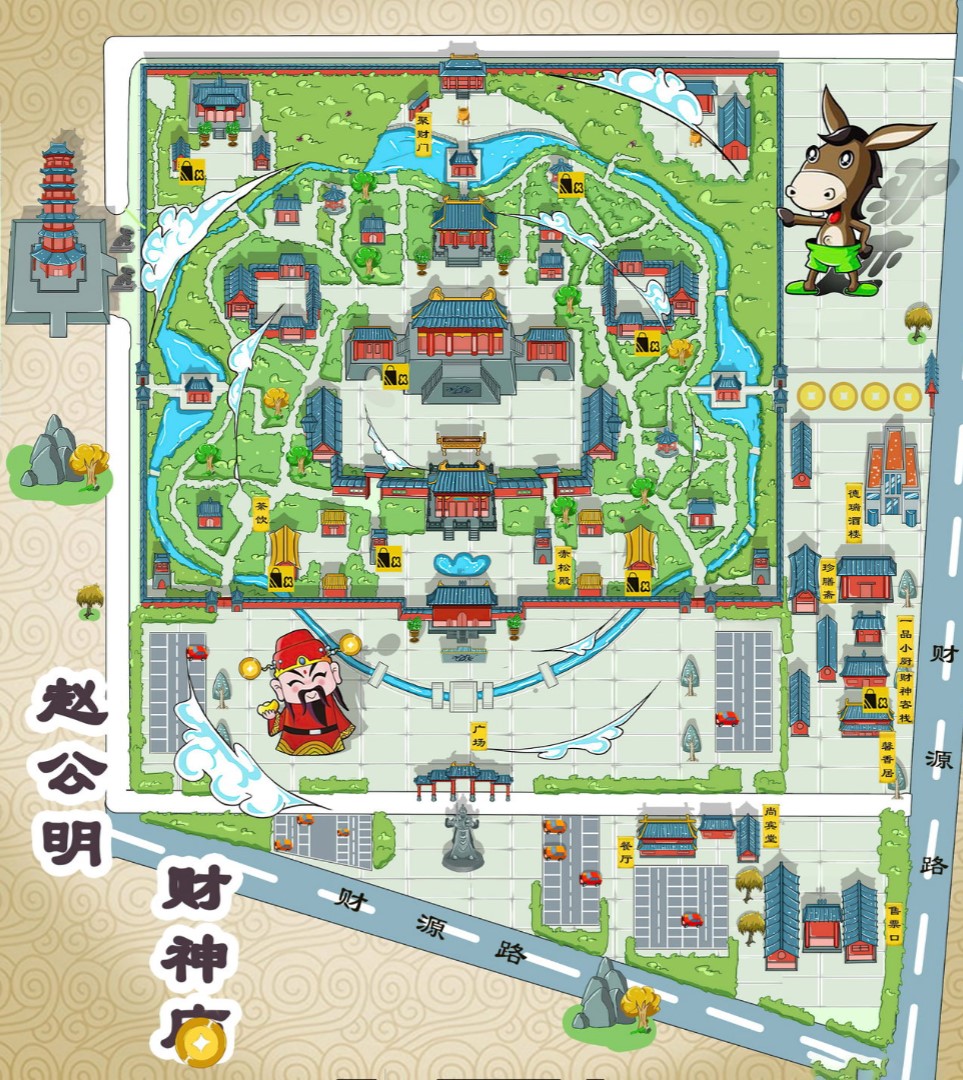 阜龙乡寺庙类手绘地图